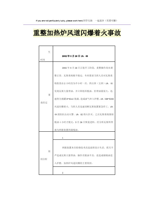 重整加热炉风道闪爆着火事故