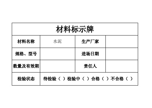 材料标示牌