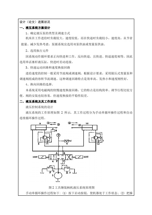 工具锤装柄机液压系统设计-开题报告