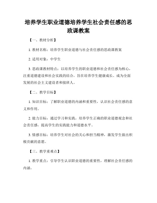 培养学生职业道德培养学生社会责任感的思政课教案