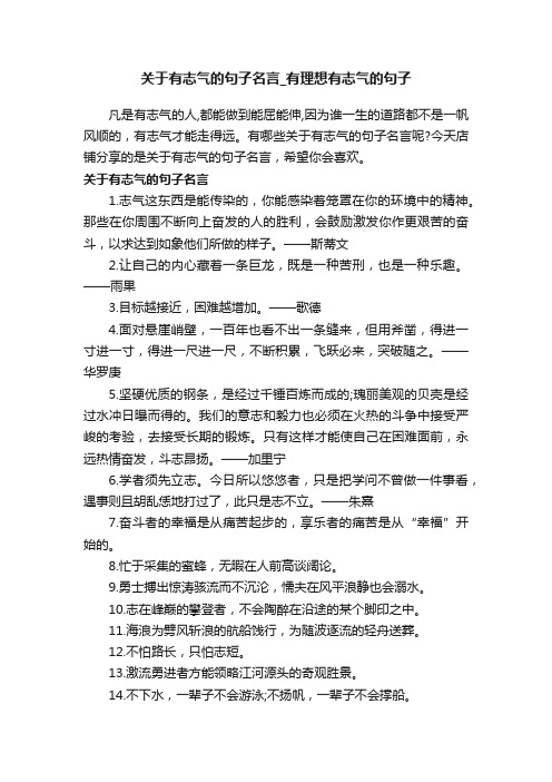 关于有志气的句子名言_有理想有志气的句子