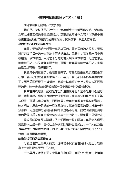 动物带给我们的启示作文（6篇）