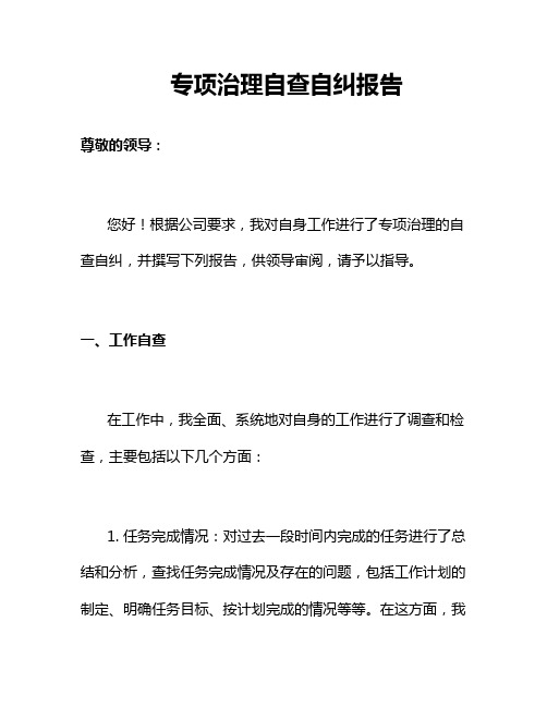 专项治理自查自纠报告