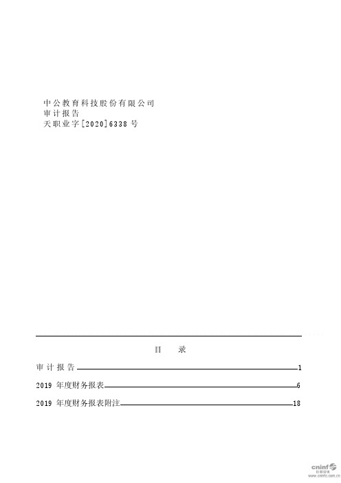 中公教育:2019年年度审计报告
