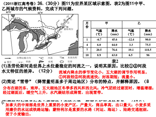 北美南美浙江高考题