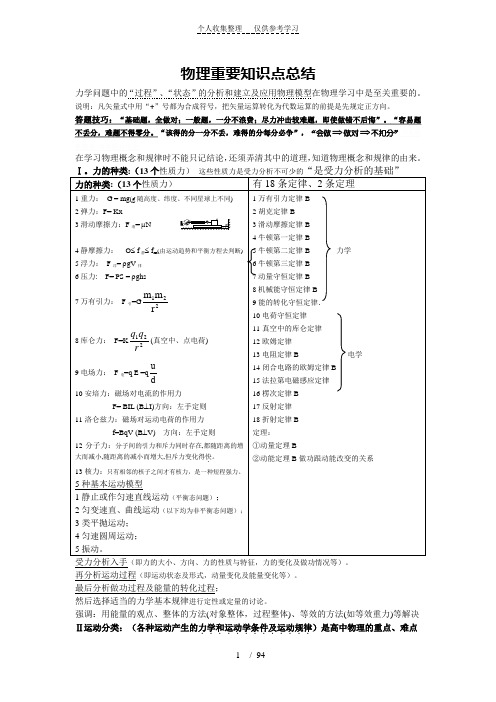 江苏高中物理基本知识点总结