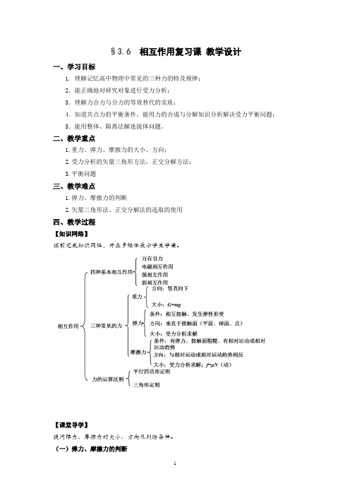 高中物理_《相互作用》章节复习课教学设计学情分析教材分析课后反思