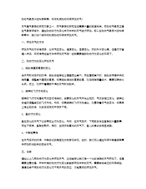 动物气象员大班科学教案：如何利用动物观察预测天气？