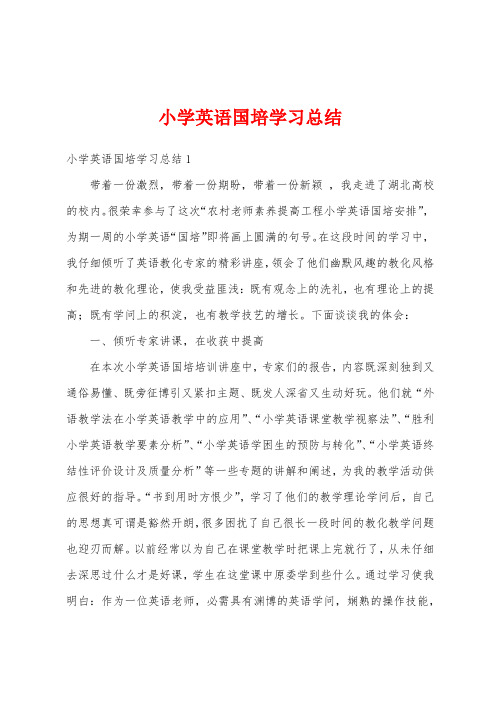 小学英语国培学习总结