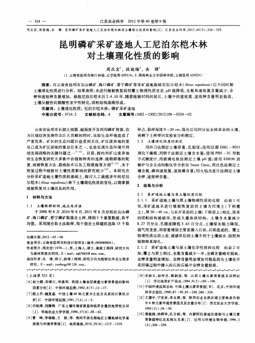 昆明磷矿采矿迹地人工尼泊尔桤木林对土壤理化性质的影响