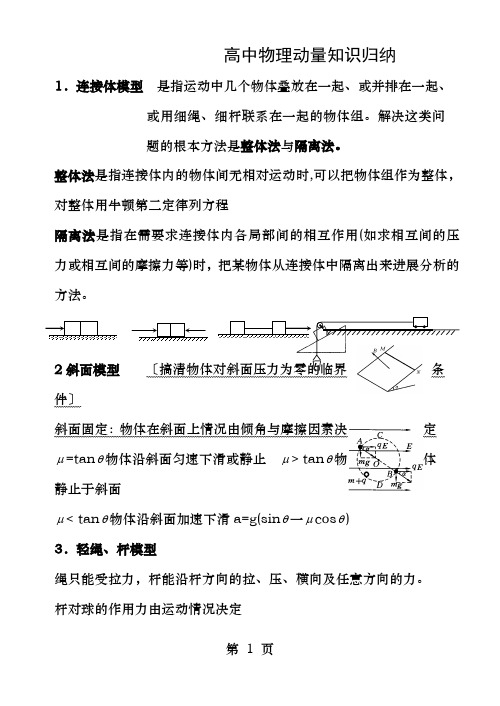 高中物理动量知识模型归纳