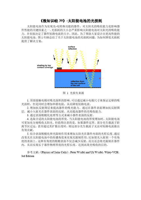 《涨知识啦39》-太阳能电池的光损耗