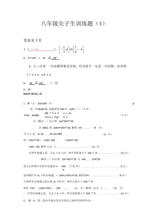 八年级尖子生训练题(4)答案.docx