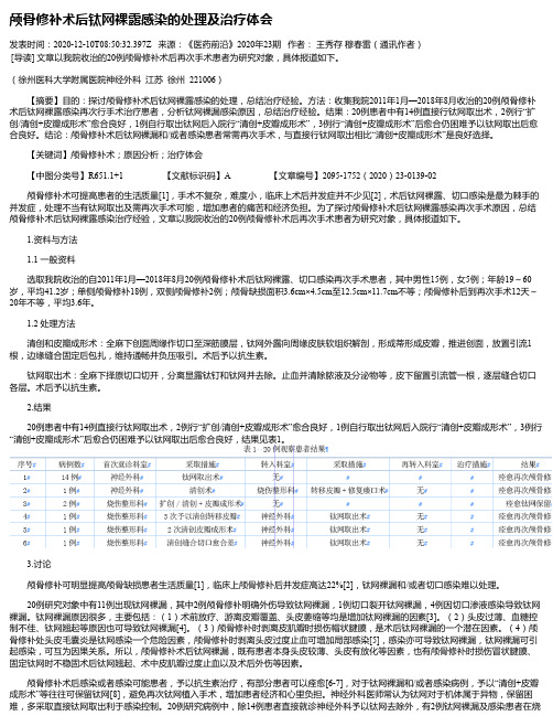 颅骨修补术后钛网裸露感染的处理及治疗体会