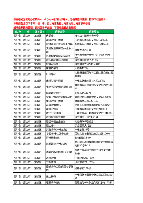 2020新版四川省眉山市东坡区建材工商企业公司商家名录名单联系电话号码地址大全898家