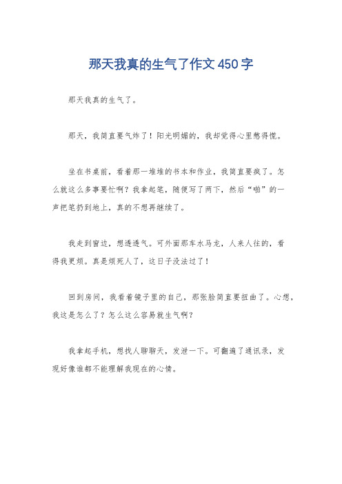 那天我真的生气了作文450字