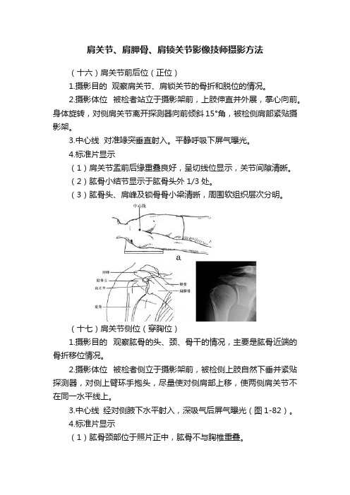 肩关节、肩胛骨、肩锁关节影像技师摄影方法