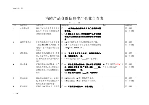 消防产品身份信息企业自查表