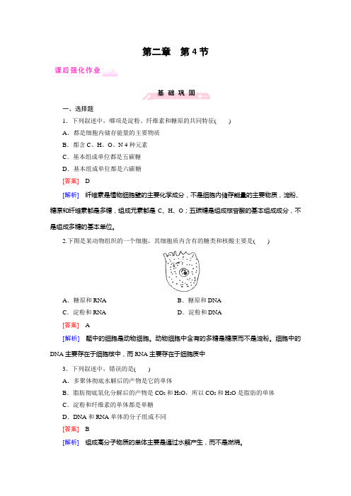 高一生物课后强化作业：人教版必修_5