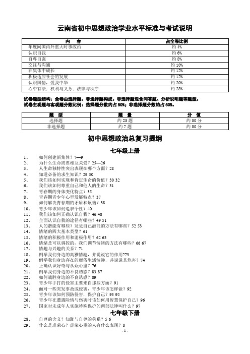 初中思想政治总复习提纲