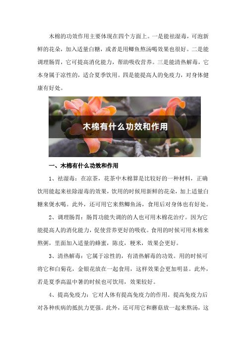 木棉有什么功效和作用,有多少种类