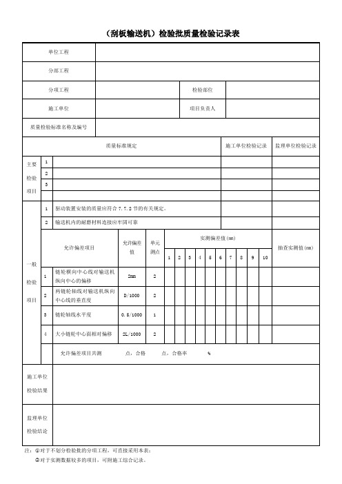 (刮板输送机)检验批质量检验记录表 (2)