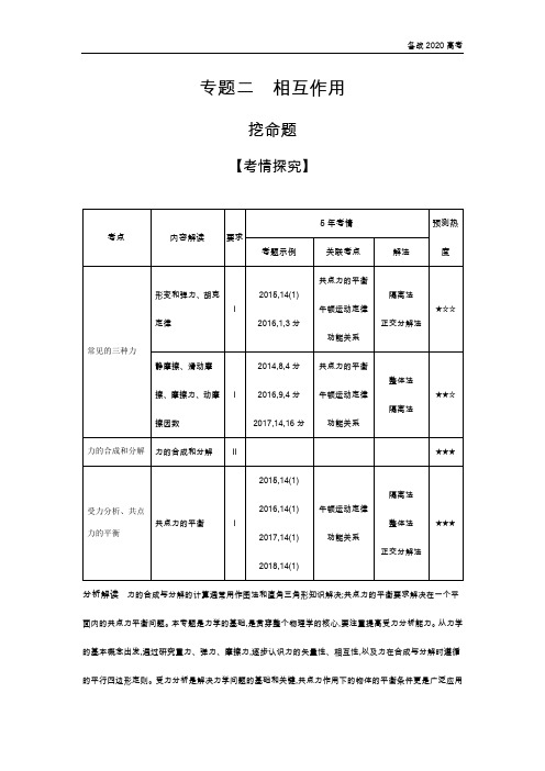 2020年高考江苏版高考物理   专题二 相互作用