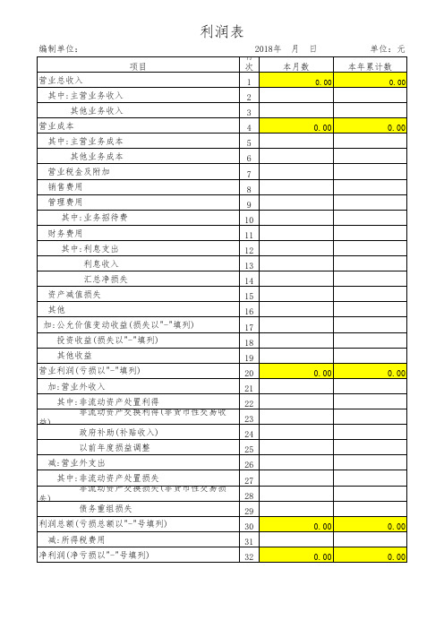 最新利润表-带审核公式