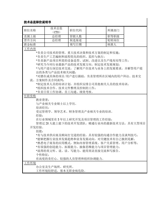 技术总监职位说明书