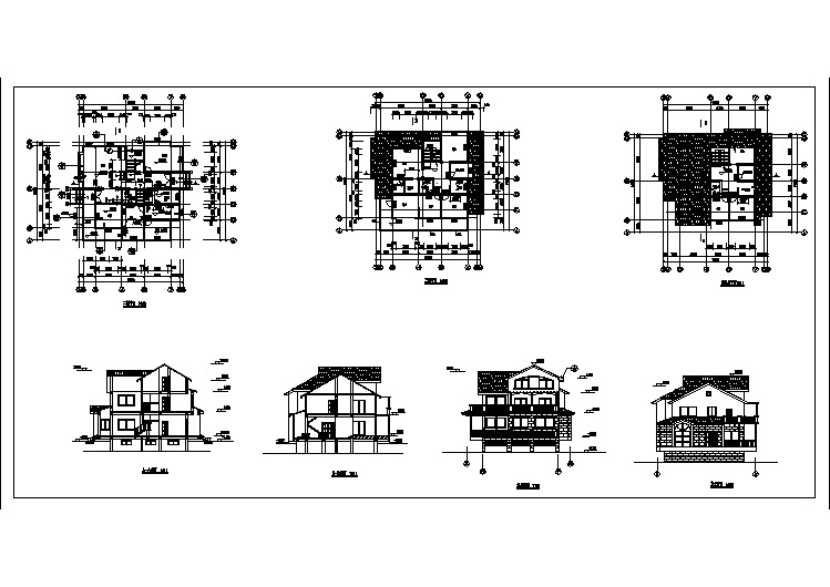 某三层小别墅建筑CAD设计施工图纸