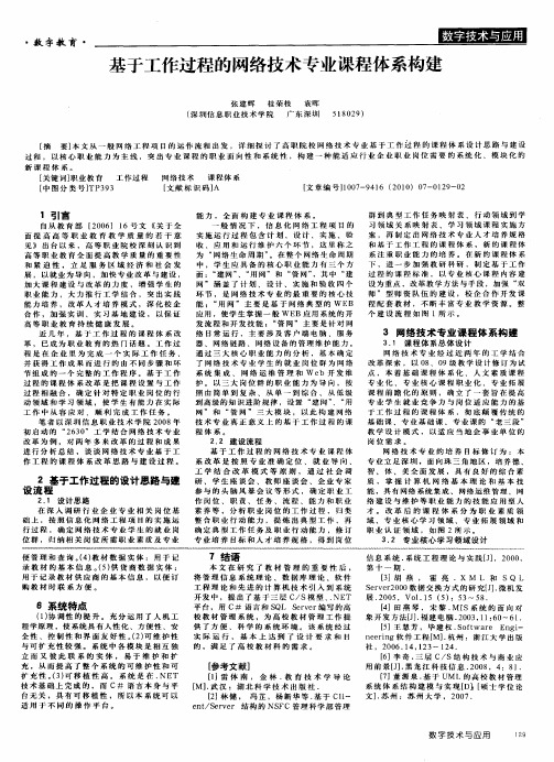 基于工作过程的网络技术专业课程体系构建