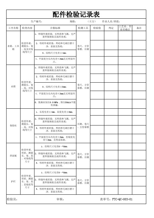 过程检验记录表