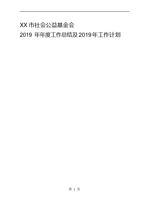 【工作总结】市社会公益基金会2019年工作总结及2019年工作计划共12页word资料