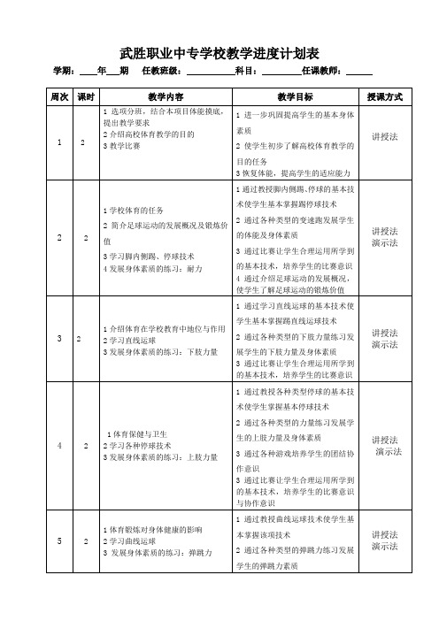 足球教学进度计划表(2018)