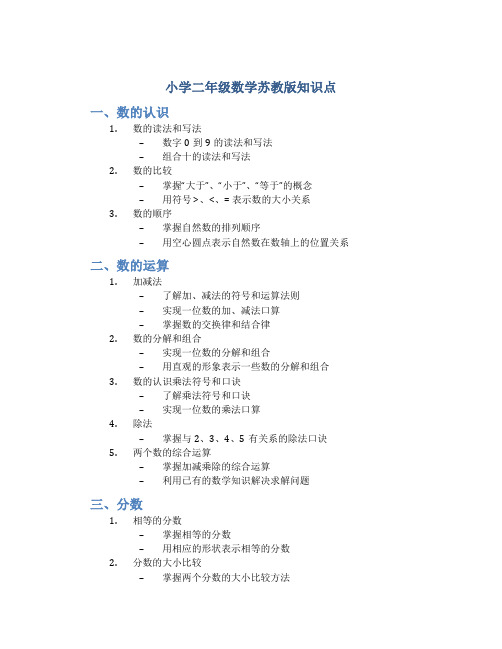 小学二年级数学苏教版知识点