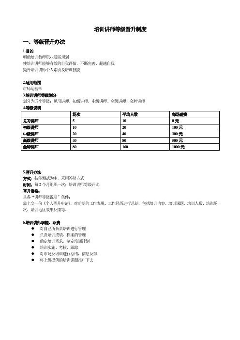 培训讲师等级晋升制度讲课稿