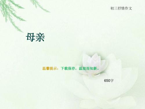 初三抒情作文《母亲》650字(总10页PPT)