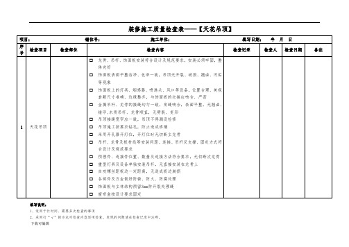 装修施工质量检查表