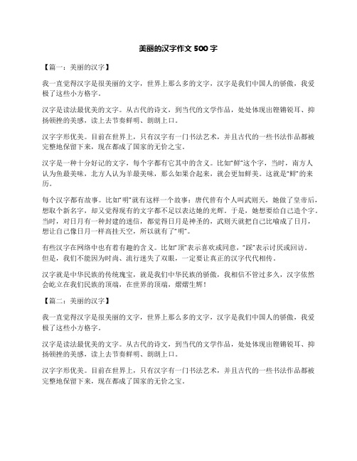 美丽的汉字作文500字