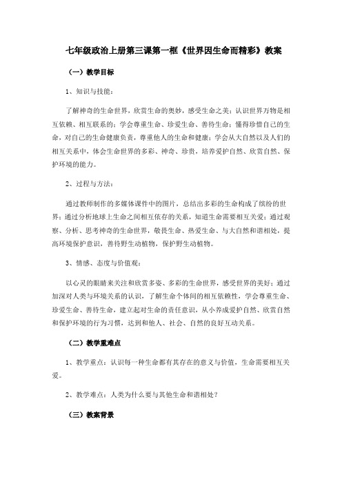 世界因生命而精彩教案