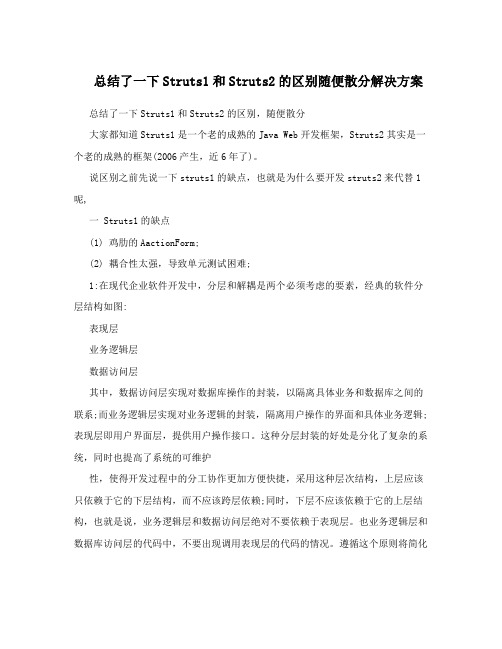 总结了一下Struts1和Struts2的区别随便散分解决方案