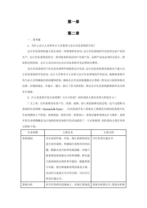 《会计信息系统》复习思考题及参考答案(修正版)