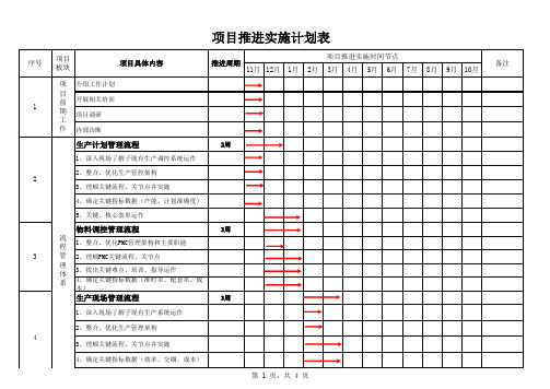 项目计划推进 表