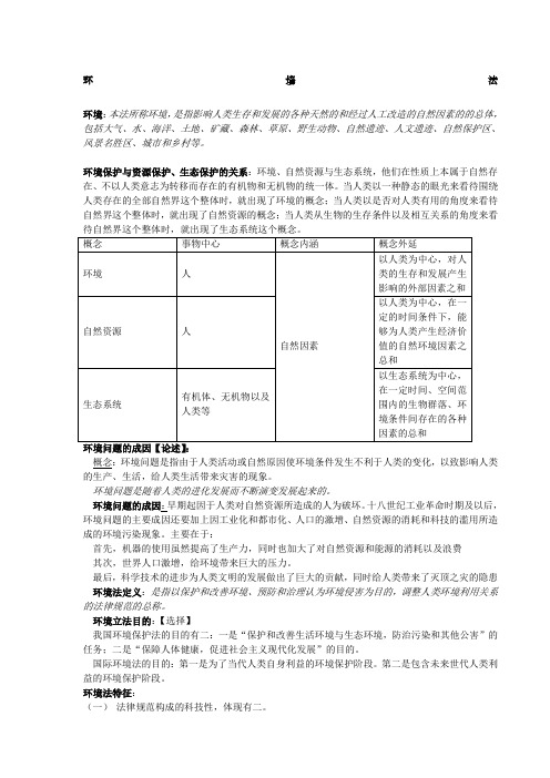 环境法期末考试复习重点