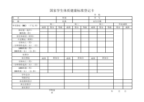 国家学生体质健康卡