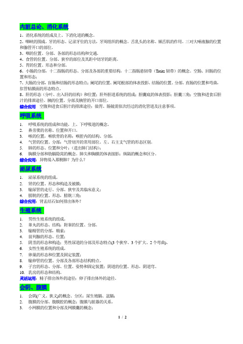 内脏学基本要求2017