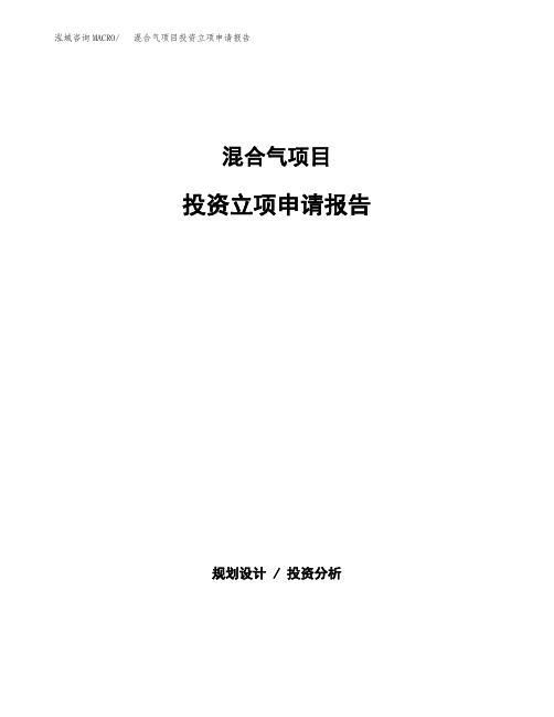 混合气项目投资立项申请报告(参考模板)