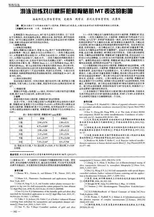 游泳训练对小鼠肝脏和骨骼肌MT表达的影响