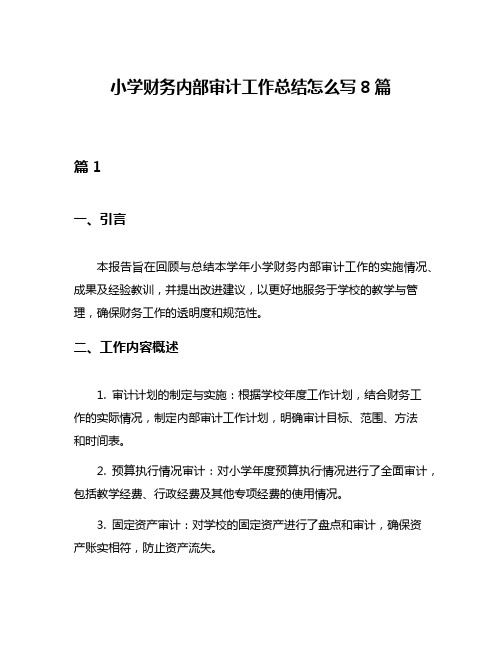 小学财务内部审计工作总结怎么写8篇