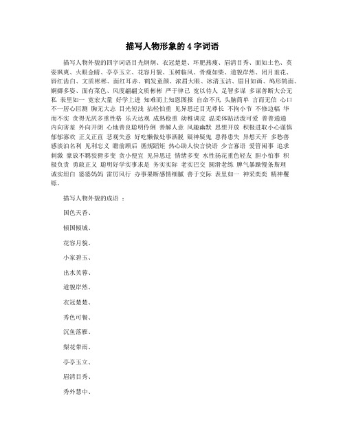 描写人物形象的4字词语